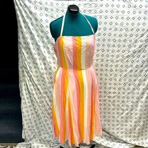 Modcloth Collectif UK18 US14 Summer Striped Pink Halter Dress BNWT